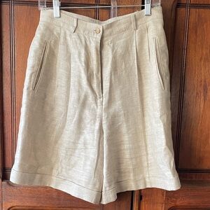 Talbots High-Waist Tailored Linen-Blend Shorts - Beige